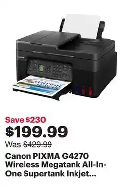 Best Buy Canon PIXMA G4270 Wireless Megatank All-In-One Supertank Inkjet Printer - Only at Best Buy offer
