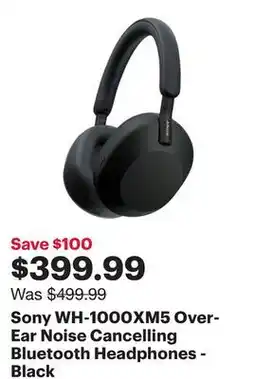 Best Buy Sony WH-1000XM5 Over-Ear Noise Cancelling Bluetooth Headphones - Black offer