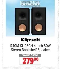 2001 Audio Video R40M KLIPSCH 4 Inch 50W Stereo Bookshelf Speaker offer