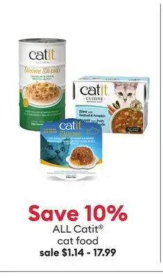 Petsmart Save 10% ALL Catit cat food offer