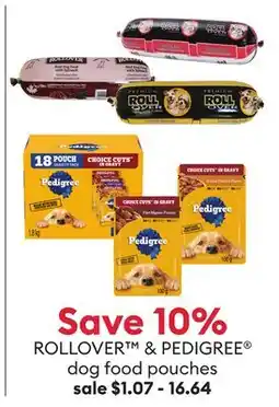 Petsmart Save 10% ROLLOVER & PEDIGREE dog food pouches offer