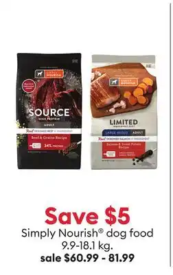 Petsmart Save $5 Simply Nourish dog food offer