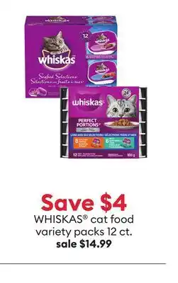 Petsmart Save $4 WHISKAS cat food variety packs offer
