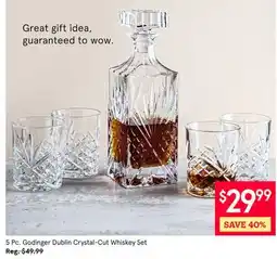 Kitchen Stuff Plus 5 Pc. Godinger Dublin Crystal-Cut Whiskey Set offer