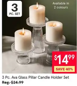 Kitchen Stuff Plus 3 Pc. Ava Glass Pillar Candle Holder Set offer