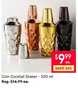 Kitchen Stuff Plus 4 PC. SET Coin Cocktail Shaker-500 ml offer