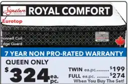 Surplus Furniture Royal Comfort Pillow Top Queen Set offer