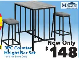 Surplus Furniture Grey & Black Metal 3-Piece Counter Height Dinette Set offer