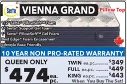 Surplus Furniture Vienna Grand Medium Pillow Top Queen Mattress Set offer