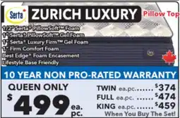 Surplus Furniture Zurich Luxury Plush Pillow Top Queen Mattress Set offer