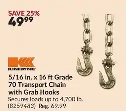 Princess Auto 5/16 in. x 16 ftGrade 70 Transport Chain with Grab Hooks offer