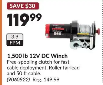 Princess Auto 1,500 lb 12V DC Winch offer