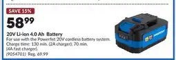 Princess Auto 20V Li-ion 4.0 Ah Battery offer