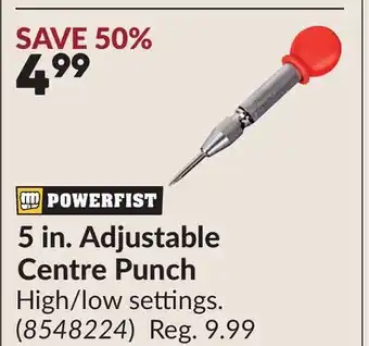 Princess Auto 5 in. Adjustable Centre Punch offer