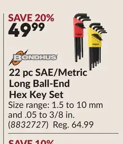 Princess Auto 22 pc SAE/Metric Long Ball-End Hex Key Set offer