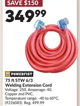 Princess Auto 75 ftSTW 6/3 Welding Extension Cord offer