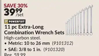 Princess Auto 11 pc Extra-Long Combination Wrench Sets offer