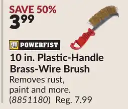 Princess Auto 10 in. Plastic-Handle Brass-Wire Brush offer