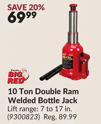 Princess Auto 10 Ton Double Ram Welded Bottle Jack offer
