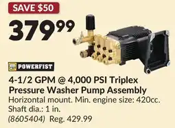 Princess Auto 4-1/2 GPM @ 4,000 PSI Triplex Pressure Washer Pump Assembly offer