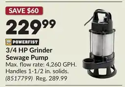Princess Auto 3/4 HP Grinder Sewage Pump offer