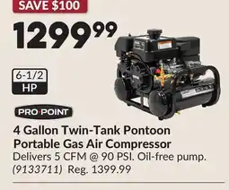 Princess Auto 4 Gallon Twin-Tank Pontoon Portable Gas Air Compressor offer
