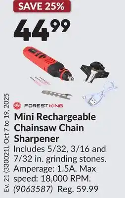 Princess Auto Mini Rechargeable Chainsaw Chain Sharpener offer