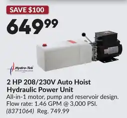 Princess Auto 2 HP 208/230V Auto Hoist Hydraulic Power Unit offer