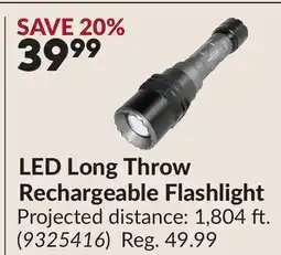 Princess Auto LED Long Throw Rechargeable Flashlight offer