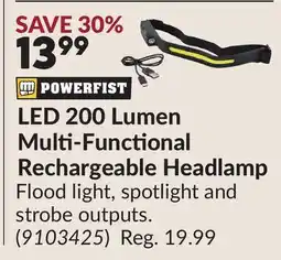 Princess Auto LED 200 Lumen Multi-Functional Rechargeable Headlamp offer