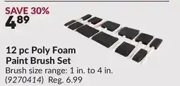 Princess Auto 12 pc Poly Foam Paint Brush Set offer