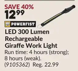 Princess Auto LED 300 Lumen Rechargeable Giraffe Work Light offer