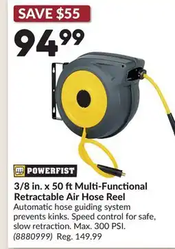 Princess Auto 3/8 in. x 50 ftMulti-Functional Retractable Air Hose Reel offer