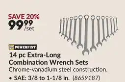 Princess Auto SAE: 3/8 to 1-1/8 in. 14 pc Extra-Long Combination Wrench Sets offer
