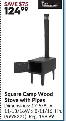 Princess Auto Square Camp Wood Stove with Pipes offer