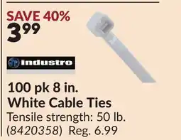 Princess Auto 100 pk 8 in. White Cable Ties offer