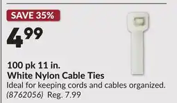 Princess Auto 100 pk 11 in. White Nylon Cable Ties offer