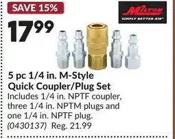 Princess Auto 5 pc 1/4 in. M-Style Quick Coupler/Plug Set offer