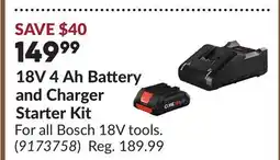 Princess Auto 18V 4 Ah Battery and Charger Starter Kit For all Bosch 18V tools offer