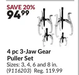 Princess Auto 4 pc 3-Jaw Gear Puller Set offer