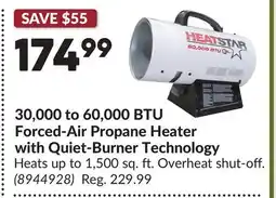 Princess Auto 30,000 to 60,000 BTU Forced-Air Propane Heater with Quiet-Burner Technology offer