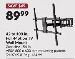 Princess Auto 42 to 100 in. Full-Motion TV Wall Mount offer