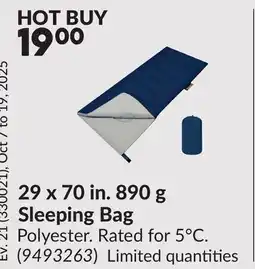 Princess Auto 29 x 70 in. 890 g Sleeping Bag offer