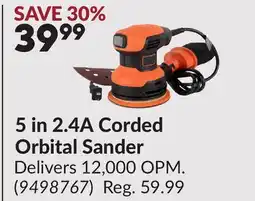 Princess Auto 5 in 2.4A Corded Orbital Sander offer