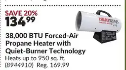 Princess Auto 38,000 BTU Forced-Air Propane Heater with Quiet-Burner Technology offer