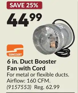 Princess Auto 6 in. Duct Booster Fan with Cord offer