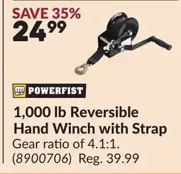 Princess Auto 1,000 lb Reversible Hand Winch with Strap offer