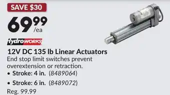 Princess Auto 12V DC 135 lb Linear Actuators offer
