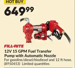 Princess Auto 12V 15 GPM Fuel Transfer Pump with Automatic Nozzle offer