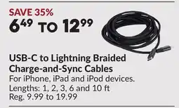 Princess Auto USB-C to Lightning Braided Charge-and-Sync Cables offer